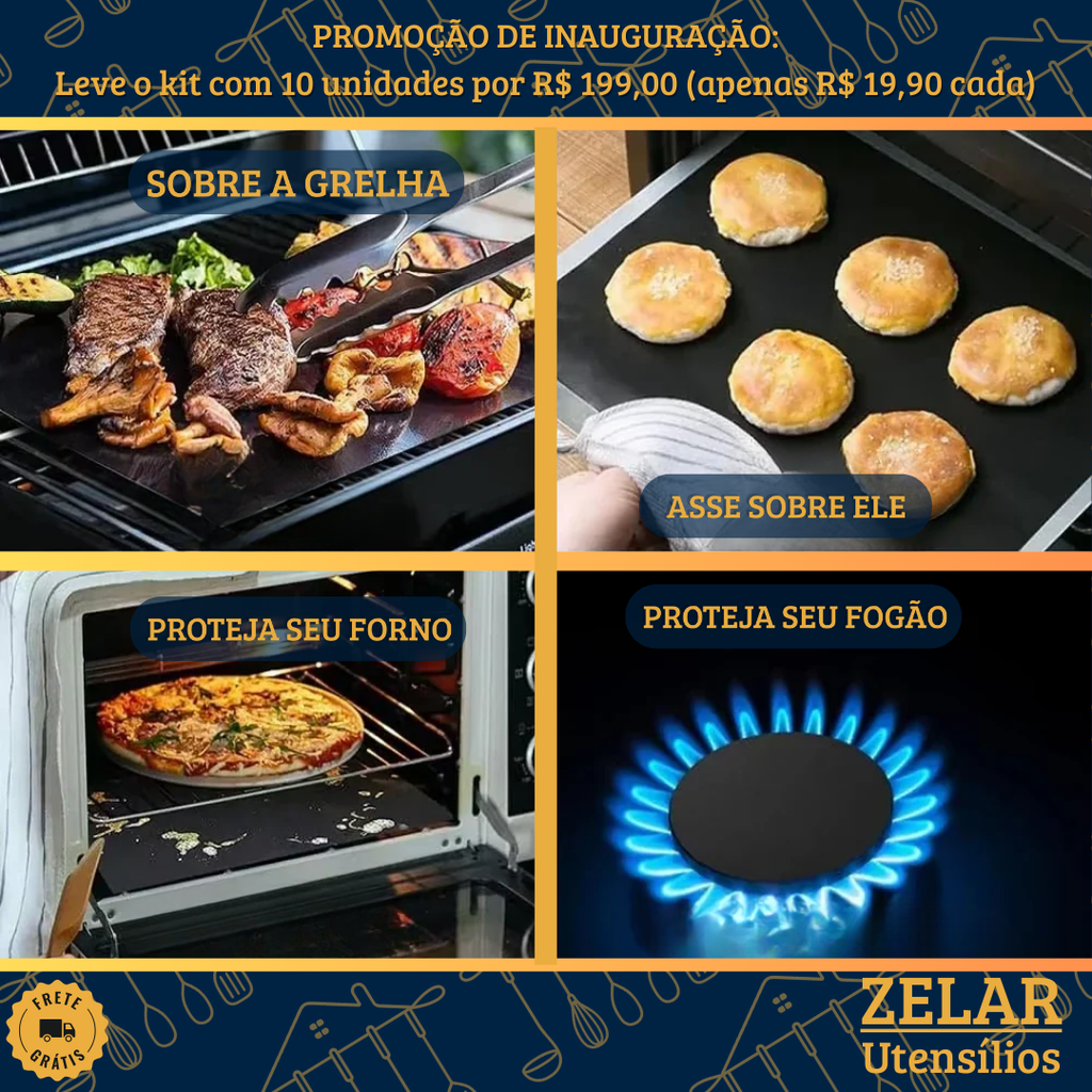 Tapete Antiaderente Reutilizável para Forno